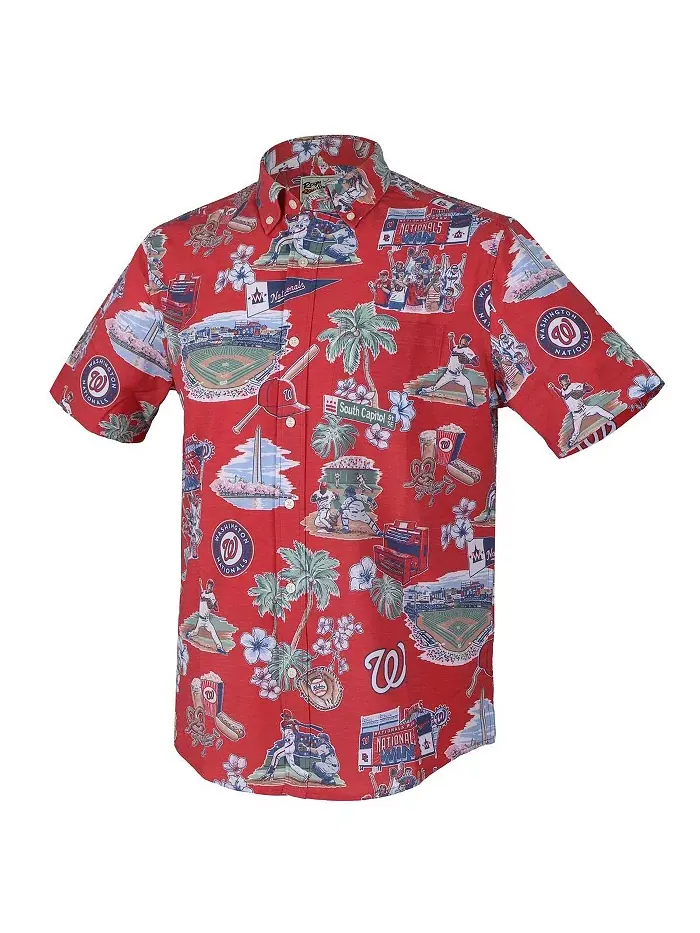 Мужская красная рубашка Washington Nationals Scenic Tri-Blend на пуговицах Reyn Spooner — изображение 2 из 3