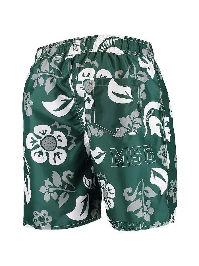 Мужские плавки Green Michigan State Spartans Floral Volley Swim Trunks Wes & Willy — изображение 3 из 3