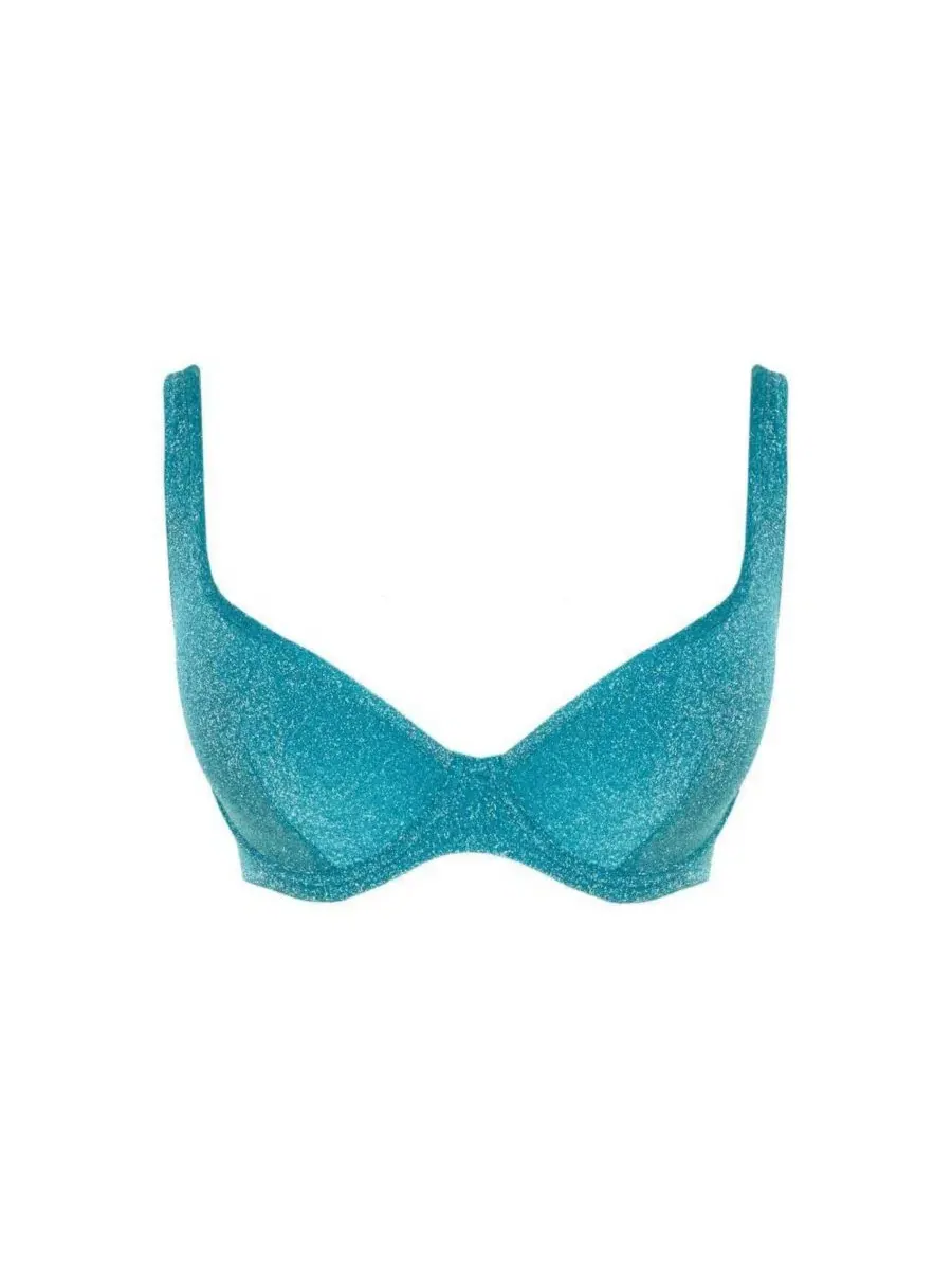 Бикини-топ с эффектным декольте, с принтом, модель Billie Panache Lingerie, Sparkle Teal — изображение 2 из 4