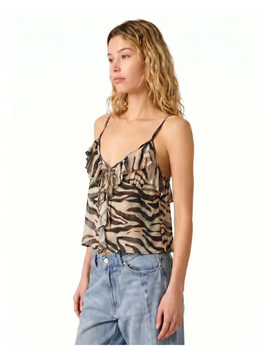 Топ без рукавов с принтом Zebra Steve Madden, Caramel Zebra — изображение 3 из 5