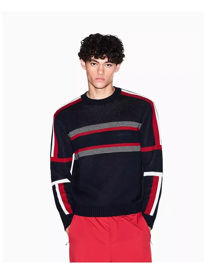 Мужской свитер с цветными блоками и контрастными вставками A|X Armani Exchange — изображение 1 из 5