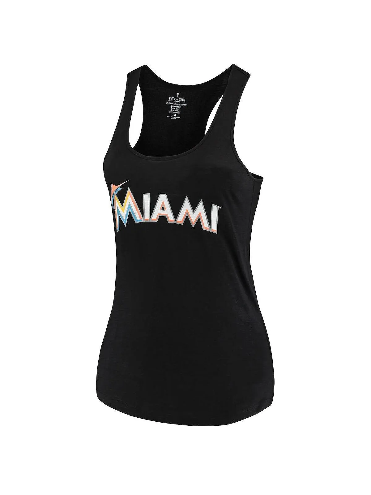Женская черная майка Miami Marlins Swing for the Fences Racerback Plus Size Soft As A Grape — изображение 3 из 3, черный
