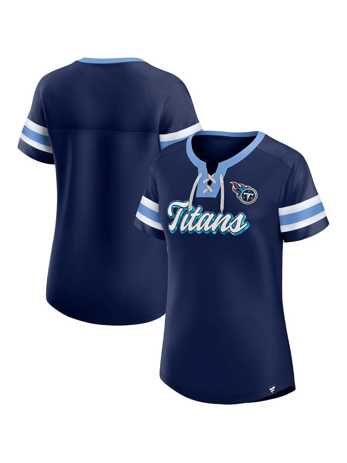 Женская темно-синяя футболка с логотипом Tennessee Titans Original State на шнуровке Fanatics — изображение 1 из 3