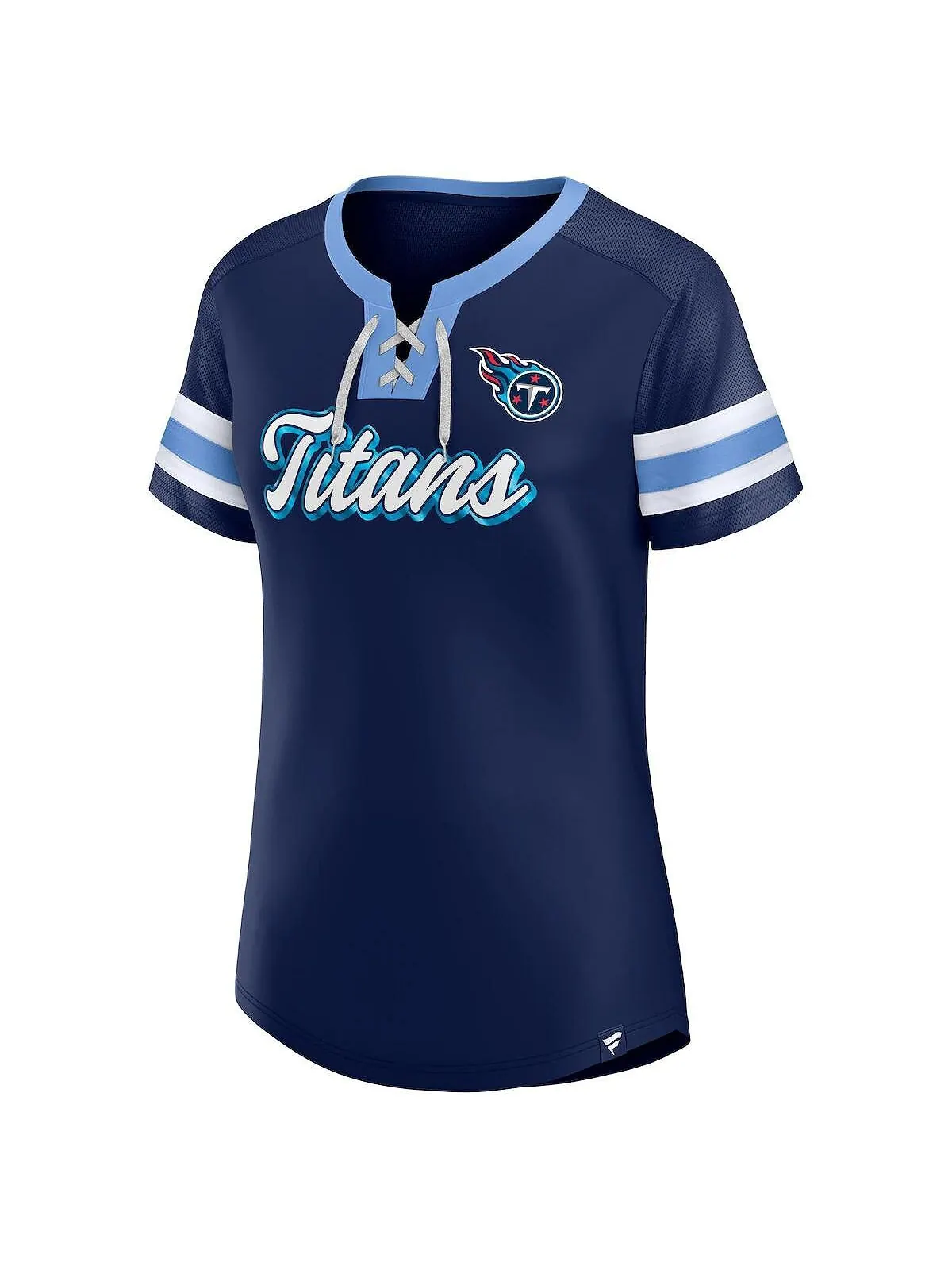 Женская темно-синяя футболка с логотипом Tennessee Titans Original State на шнуровке Fanatics — изображение 2 из 3