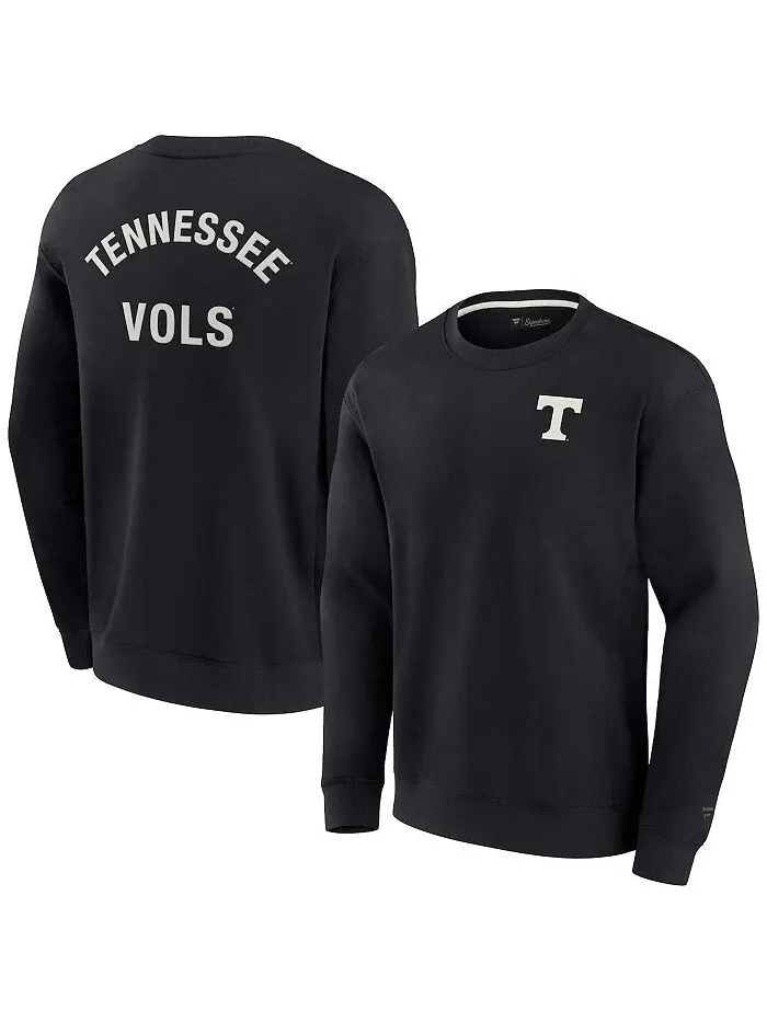 Мужской и женский черный супермягкий пуловер Tennessee Volunteers Crew Sweatshirt Fanatics Signature — изображение 1 из 3