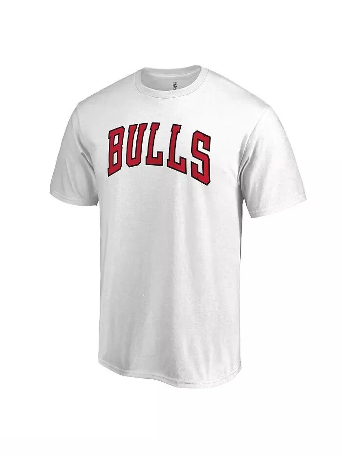 Мужская белая футболка с основным текстовым знаком Chicago Bulls Fanatics — изображение 1 из 2