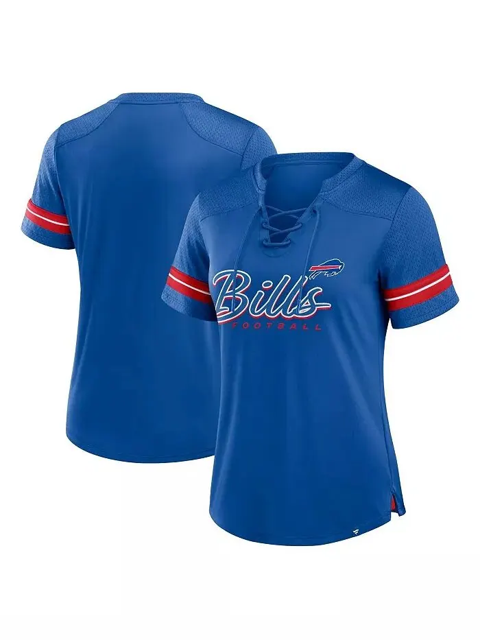 Женская футболка со шнуровкой Royal Buffalo Bills Play Script Fanatics — изображение 1 из 3