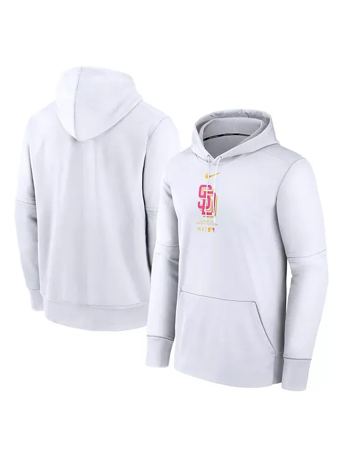 Мужская белая толстовка с капюшоном San Diego Padres City Connect для тренировок Nike — изображение 1 из 3