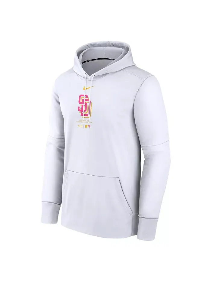 Мужская белая толстовка с капюшоном San Diego Padres City Connect для тренировок Nike — изображение 2 из 3