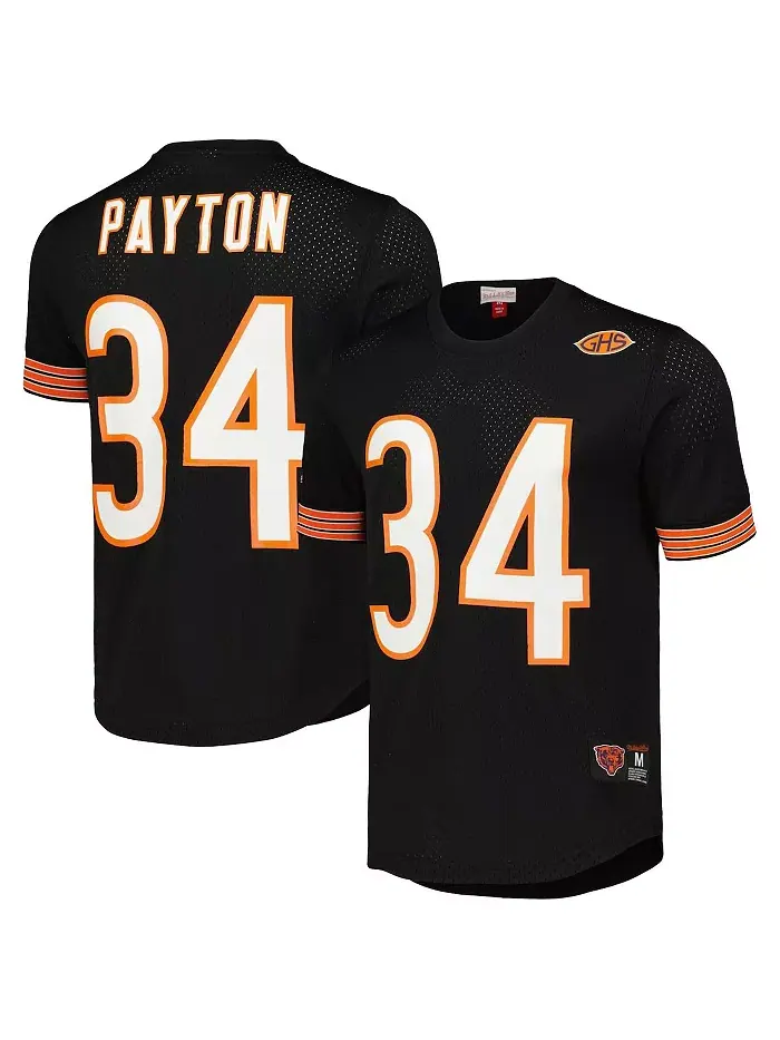 Мужская футболка с сетчатой вставкой Walter Payton, черная, с именем и номером игрока Chicago Bears — изображение 1 из 3