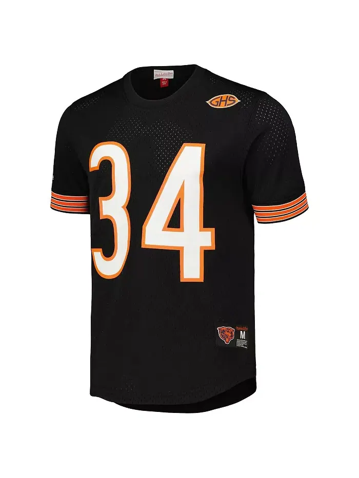 Мужская футболка с сетчатой вставкой Walter Payton, черная, с именем и номером игрока Chicago Bears — изображение 2 из 3