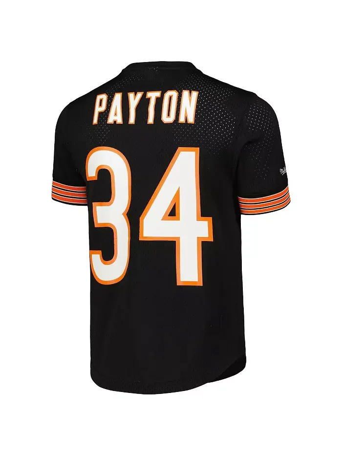 Мужская футболка с сетчатой вставкой Walter Payton, черная, с именем и номером игрока Chicago Bears — изображение 3 из 3