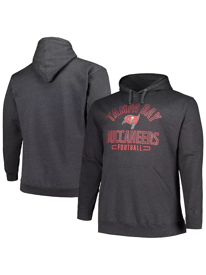 Мужская толстовка с капюшоном Heather Charcoal Tampa Bay Buccaneers Big and Tall Fanatics — изображение 1 из 3
