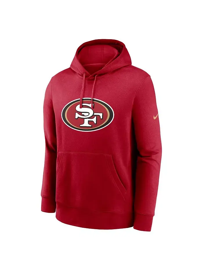 Мужская толстовка с капюшоном San Francisco 49ers Club Logo алого цвета Nike — изображение 3 из 3