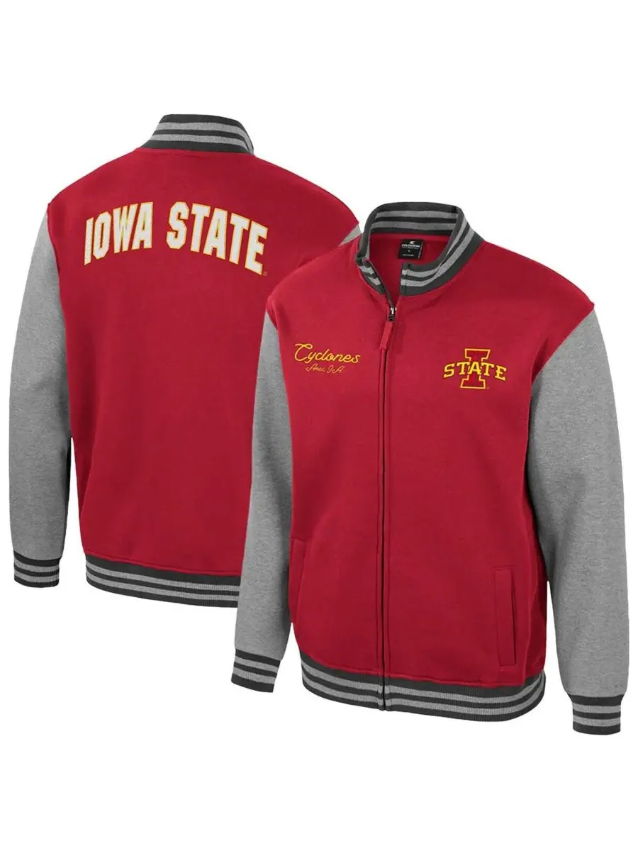 Мужская куртка-бомбер на молнии Cardinal Iowa State Cyclones Ambi-Turner Colosseum — изображение 1 из 3, красный