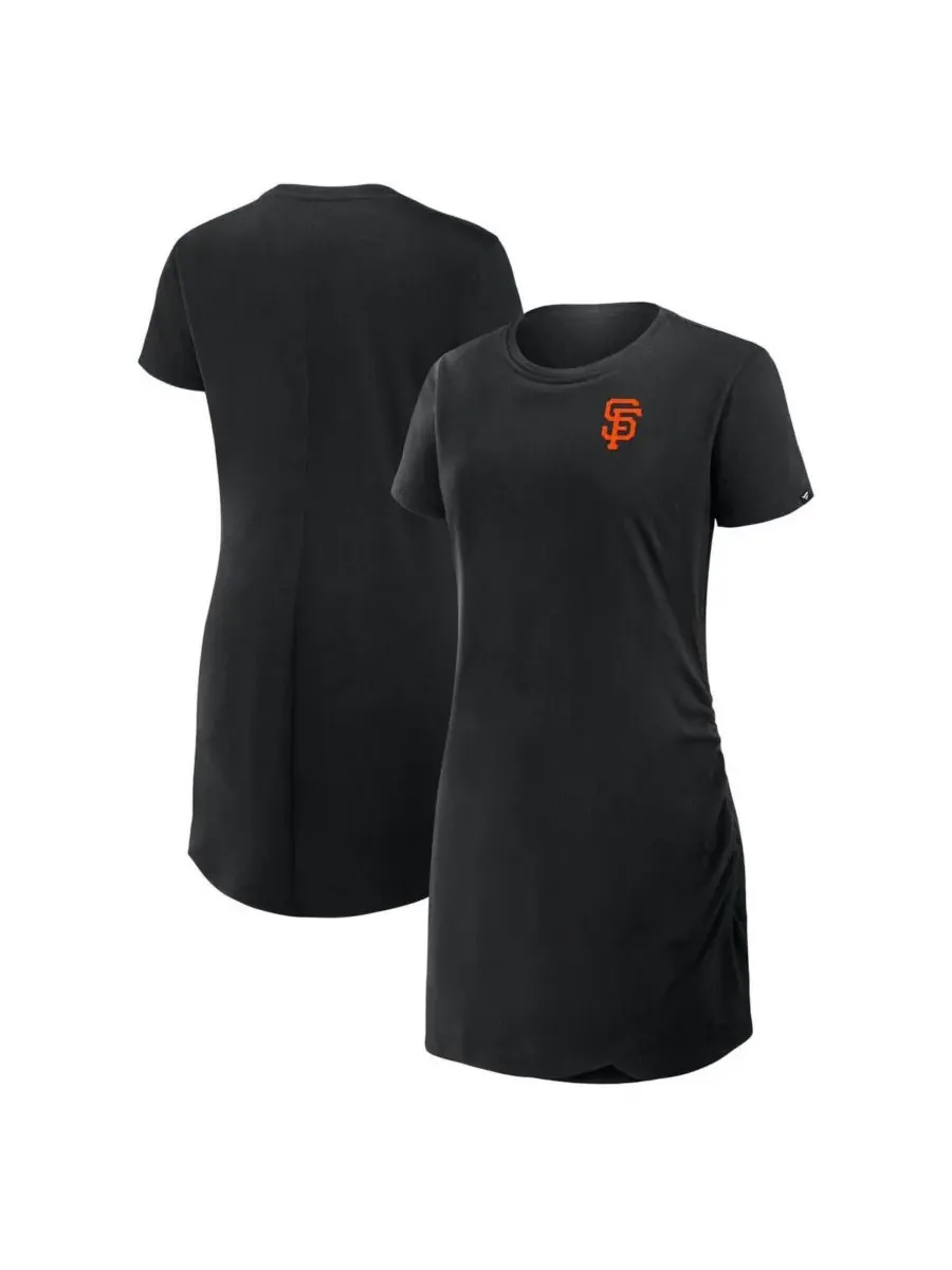Fanatics Женское черное платье-футболка с драпировкой в стиле команды San Francisco Giants — изображение 1 из 3, черный