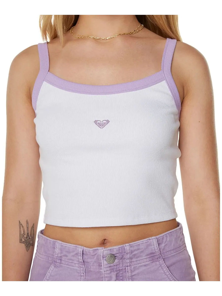 Укороченный топ без рукавов Sand Bar для подростков Roxy, Lilac Breeze Heart Embroidery — изображение 3 из 5