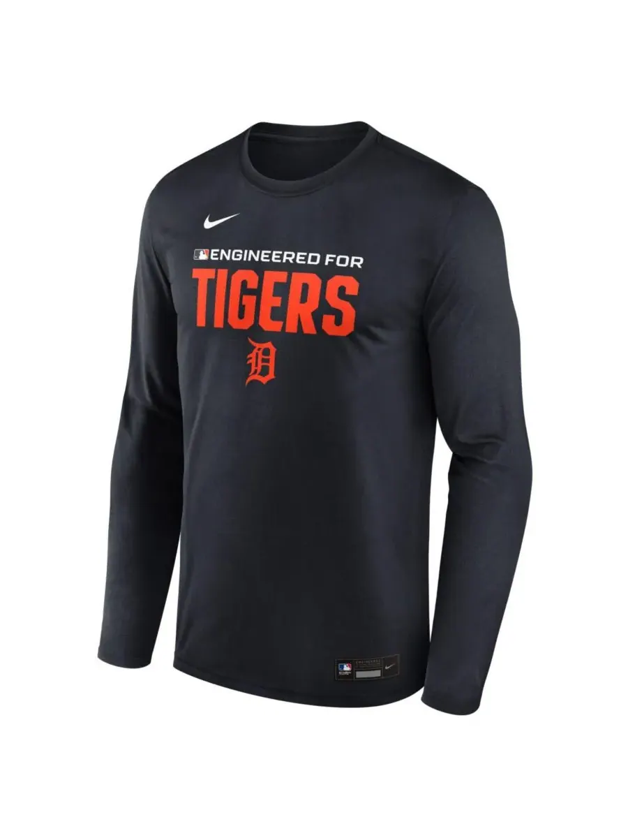 Nike Мужская темно-синяя футболка с длинным рукавом Detroit Tigers Authentic Collection Legend — изображение 2 из 3