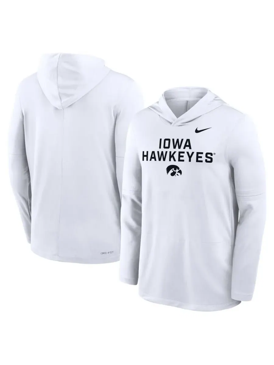 Nike Мужская белая толстовка с длинными рукавами Iowa Hawkeyes 2025 Sideline Performance — изображение 4 из 5, белый
