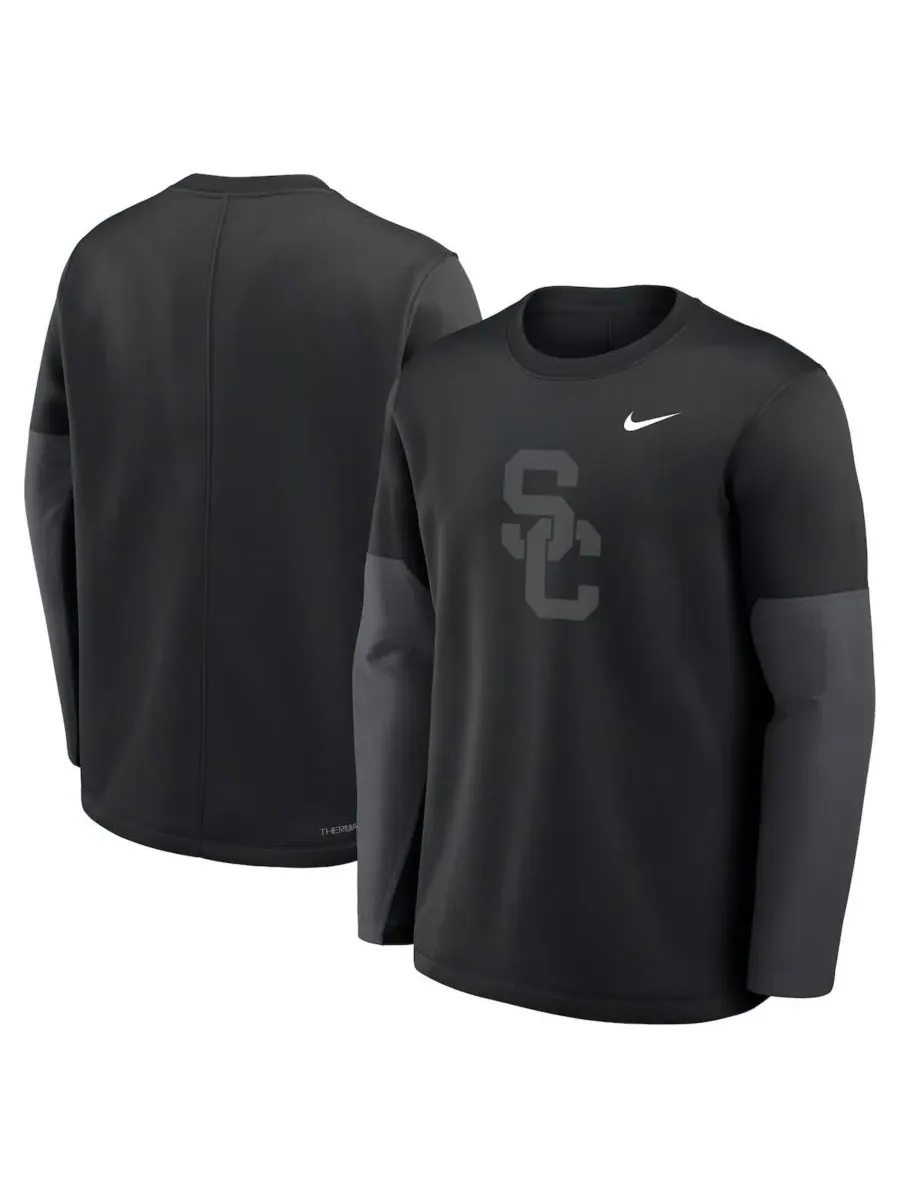 Nike Мужская черная футболка с длинным рукавом USC Trojans 2025 Sideline Coach Performance — изображение 4 из 5, черный