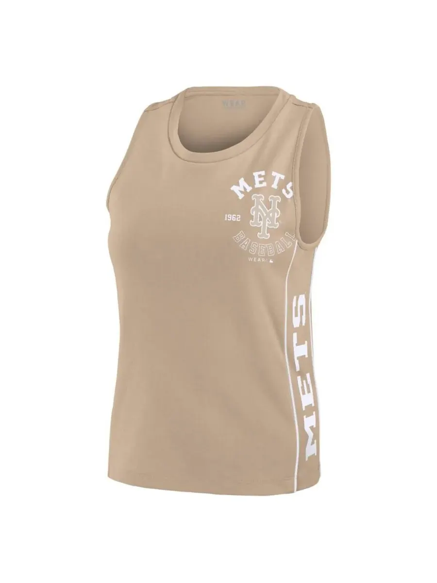 WEAR by Erin Andrews Женская майка-топ бежевого цвета с символикой команды New York Mets — изображение 3 из 5, бежевый
