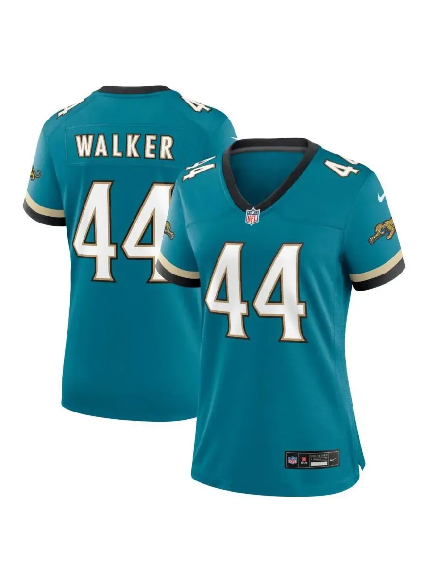 Женская игровая майка Travon Walker Teal Jacksonville Jaguars Prowler Throwback Game Jersey Nike — изображение 1 из 3