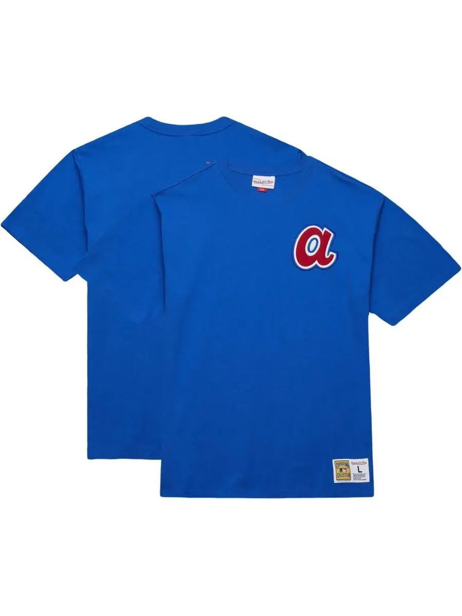 Мужская футболка Hank Aaron Royal Atlanta Braves Legends Collection с винтажным логотипом Mitchell — изображение 1 из 5