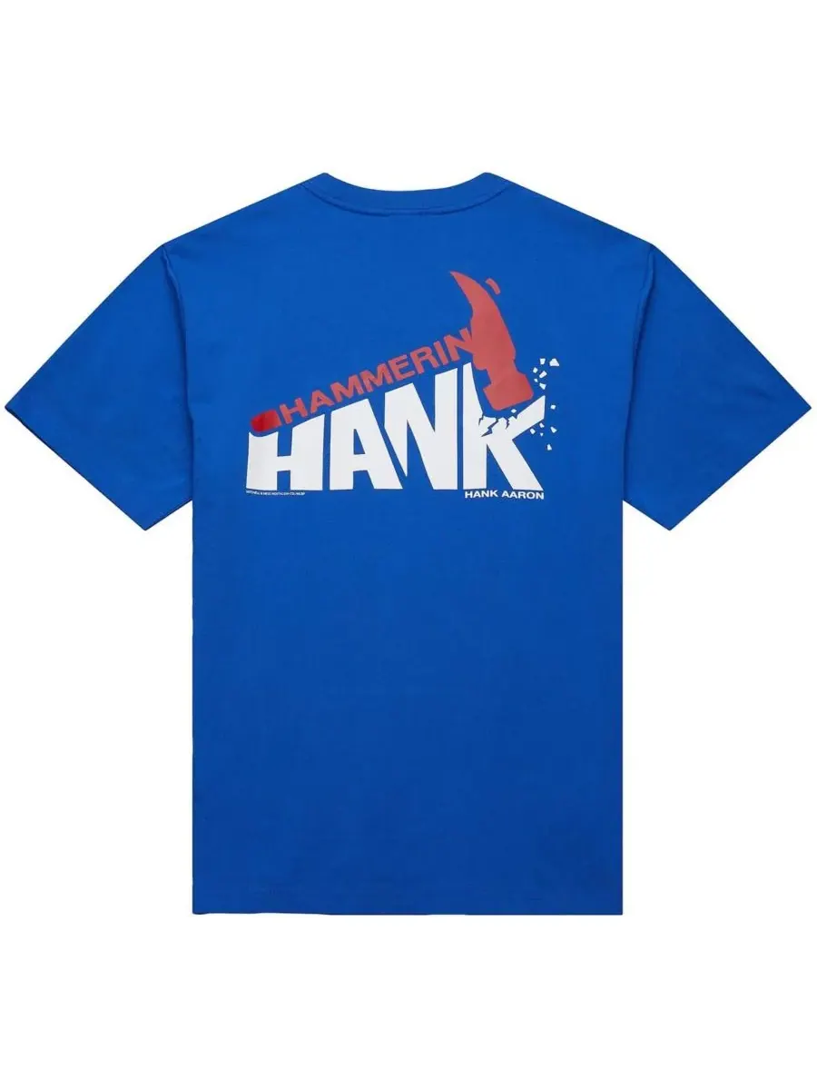 Мужская футболка Hank Aaron Royal Atlanta Braves Legends Collection с винтажным логотипом Mitchell — изображение 3 из 5