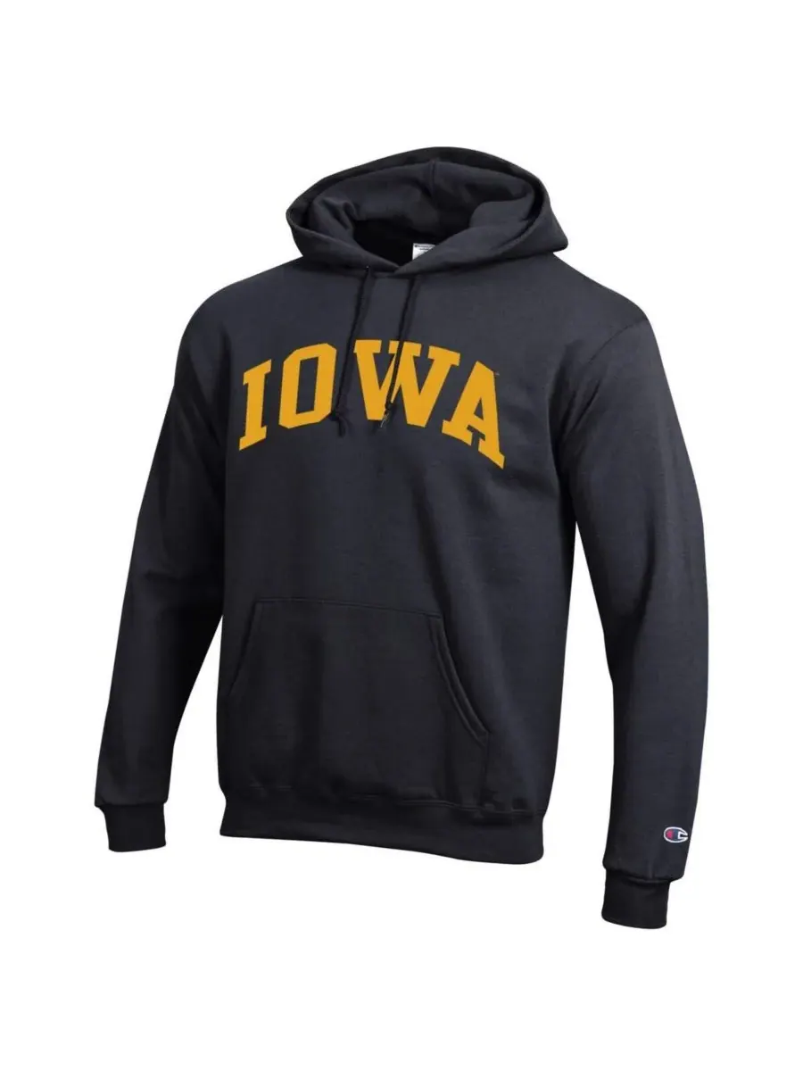 Champion Мужская черная толстовка с капюшоном из флиса с символикой команды Iowa Hawkeyes Basic Arch — изображение 3 из 3