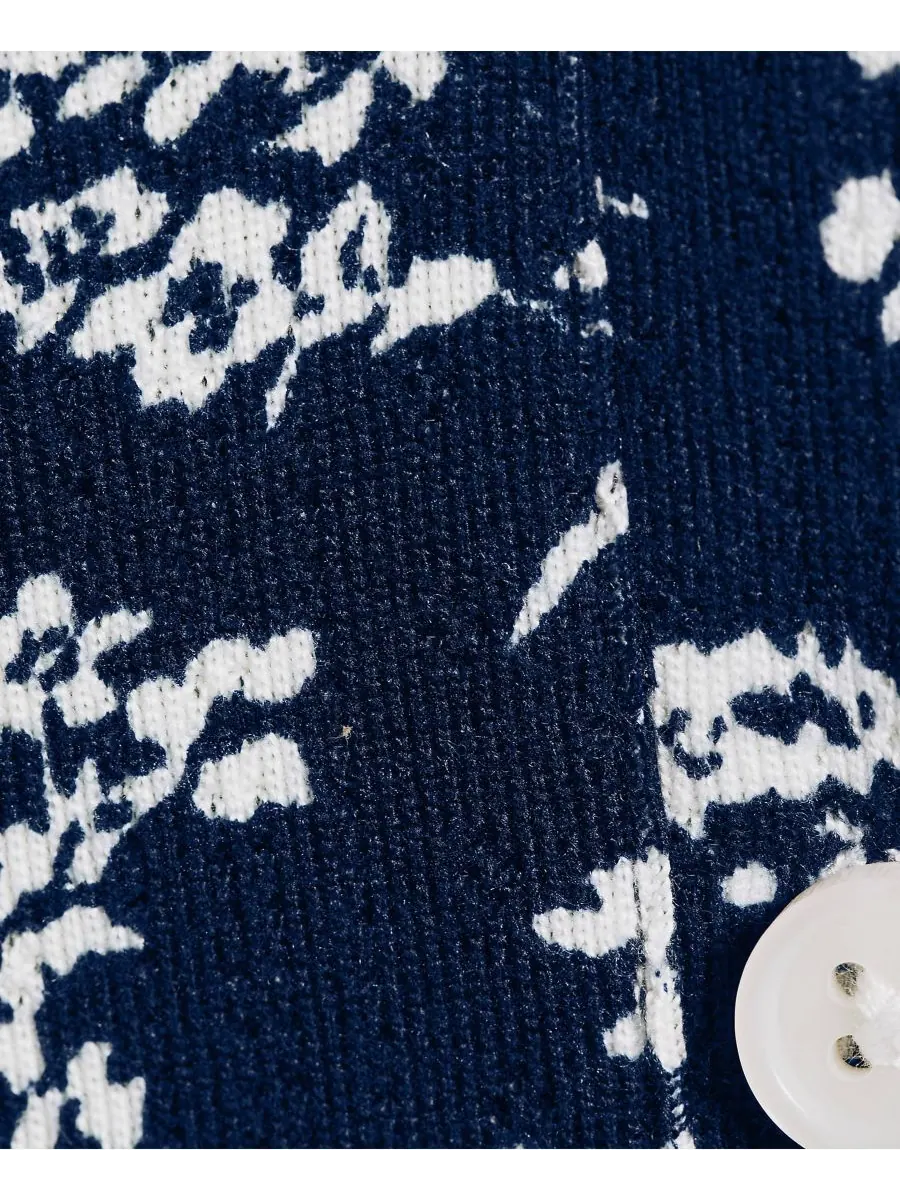 Женский ажурный кардиган для сна с длинными рукавами Lands' End, Deep sea ikat floral — изображение 4 из 4