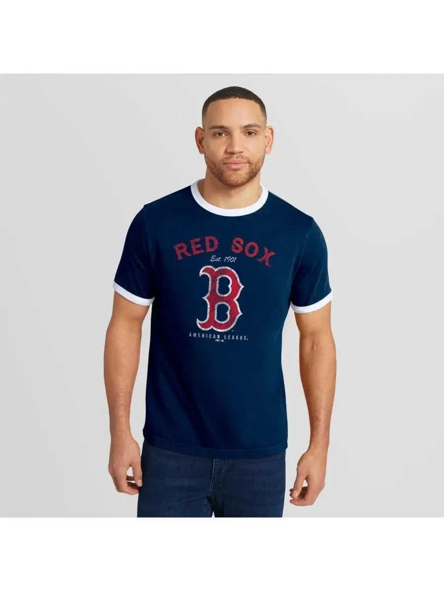 Мужская футболка Darius Rucker Collection цвета "Boston Red Sox" темно-синего цвета с эффектом — изображение 4 из 7