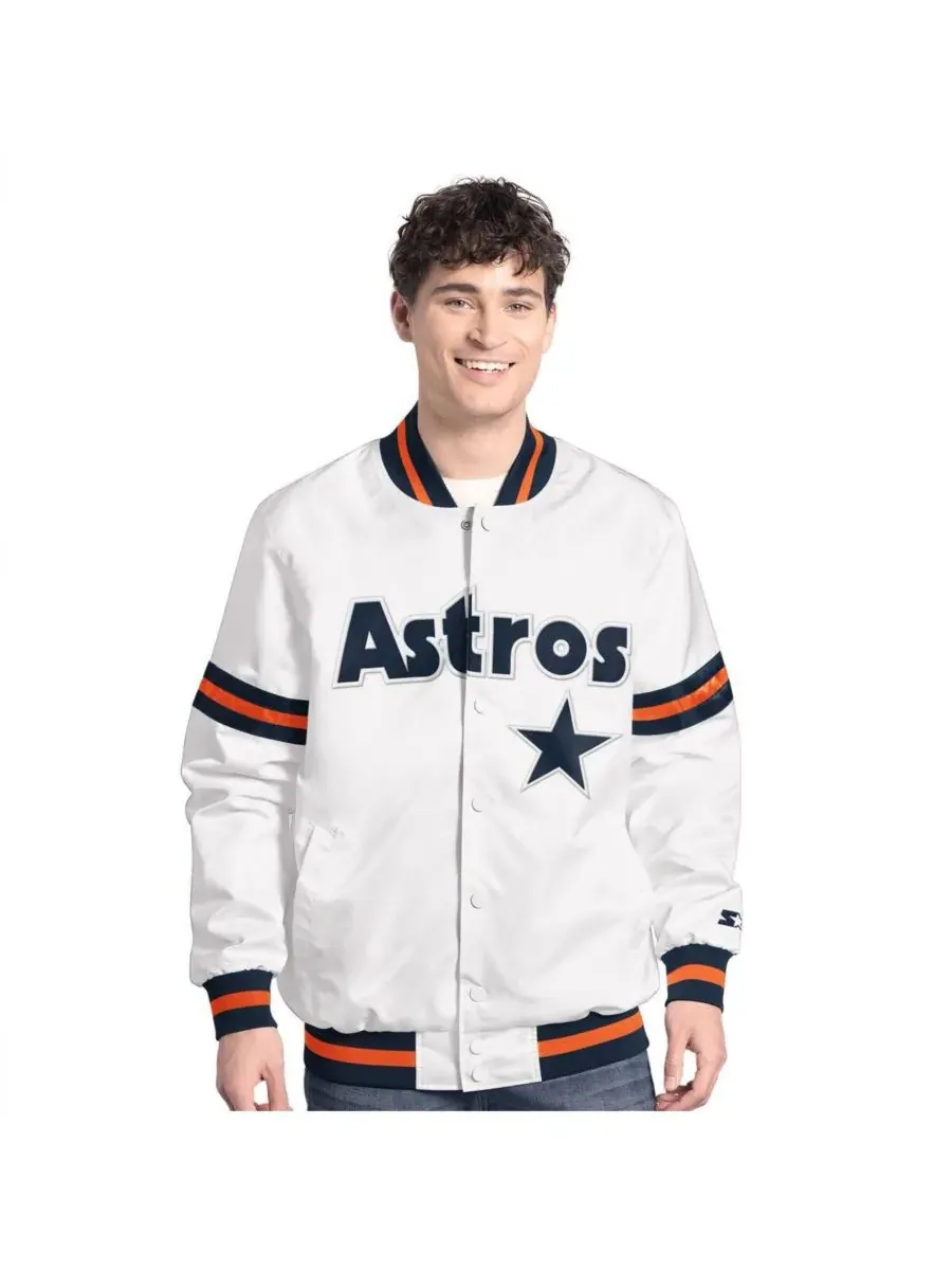 Starter Мужская белая куртка-бомбер Houston Astros Cooperstown Scout с застежкой на кнопках — изображение 1 из 2, белый