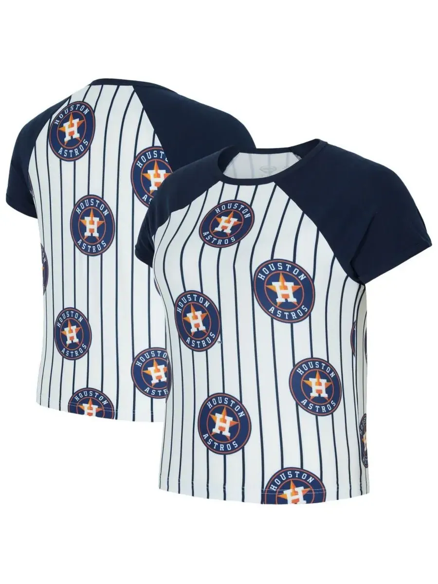 Concepts Sport Женская белая футболка-реглан в полоску с символикой команды Houston Astros Outbound — изображение 1 из 3