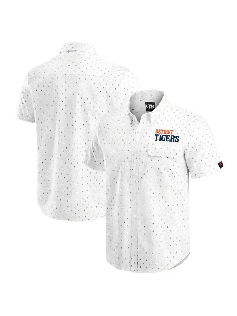 Fanatics Мужская рубашка на пуговицах кремового цвета с принтом Detroit Tigers от Darius Rucker — изображение 1 из 3, бежевый