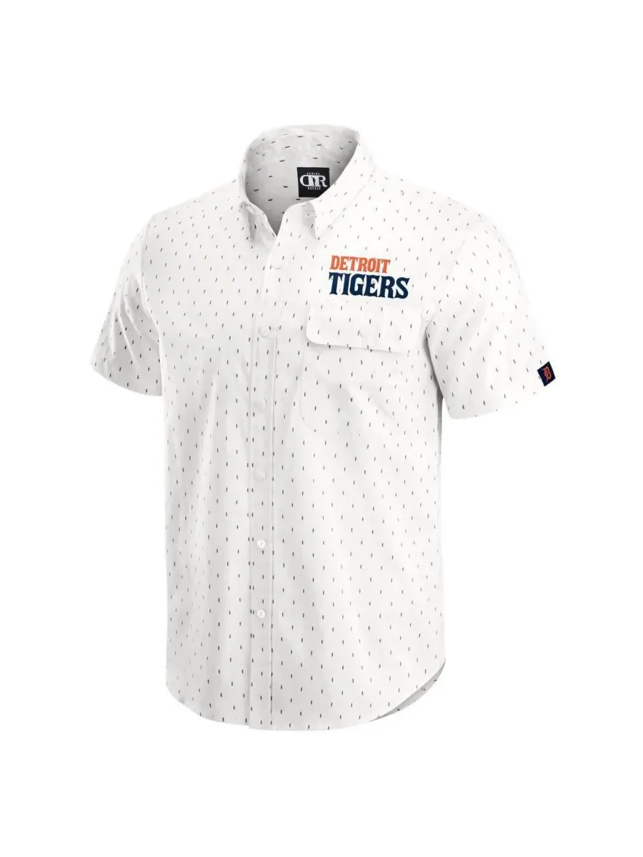 Fanatics Мужская рубашка на пуговицах кремового цвета с принтом Detroit Tigers от Darius Rucker — изображение 2 из 3, бежевый
