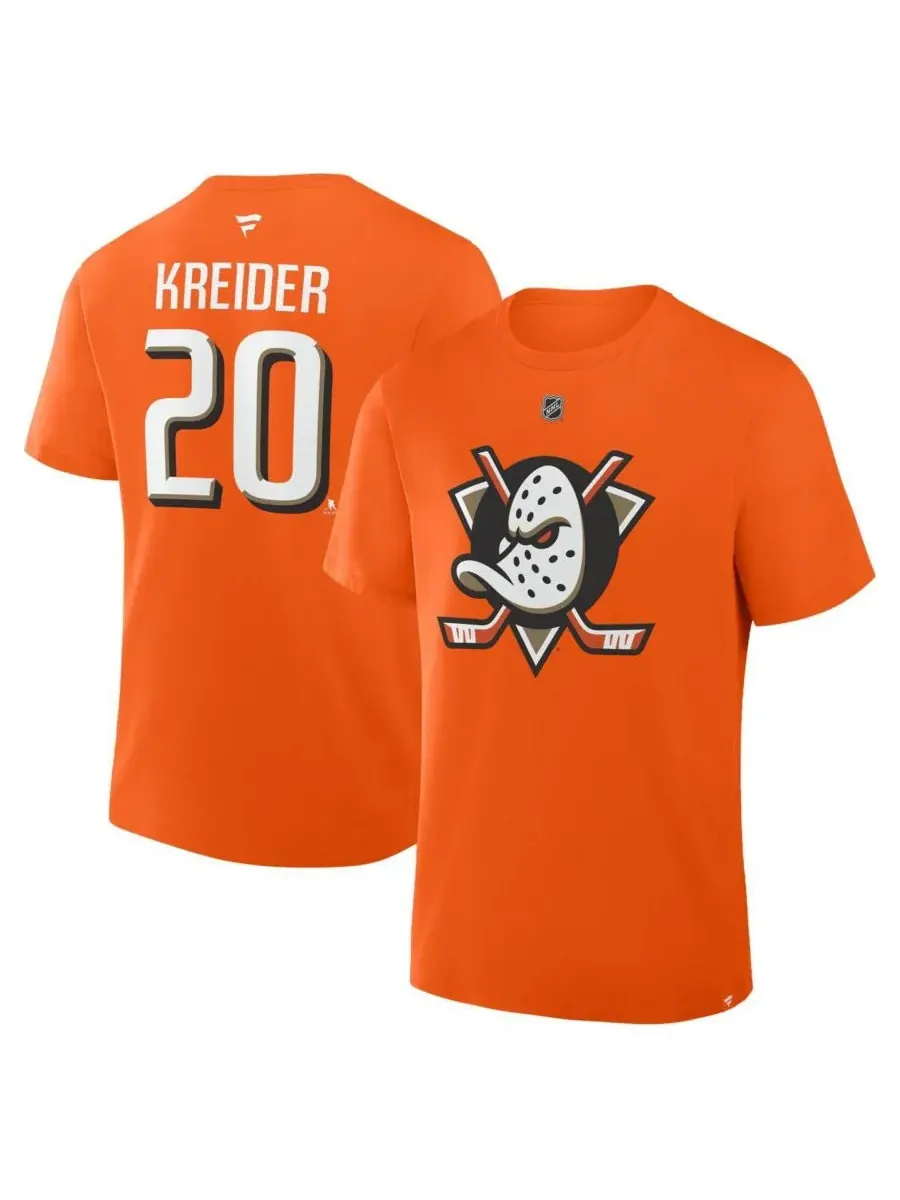 Fanatics Мужская оранжевая футболка Chris Kreider Anaheim Ducks с именем и номером игрока — изображение 1 из 3, оранжевый