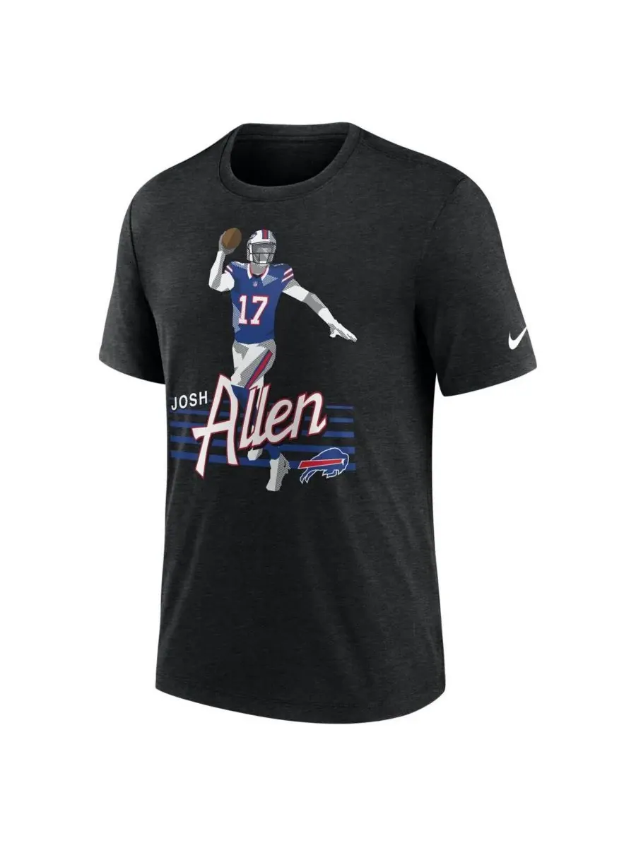 Nike Мужская футболка с графическим изображением игрока команды Buffalo Bills Джоша Аллена, цвет — изображение 2 из 3, черный