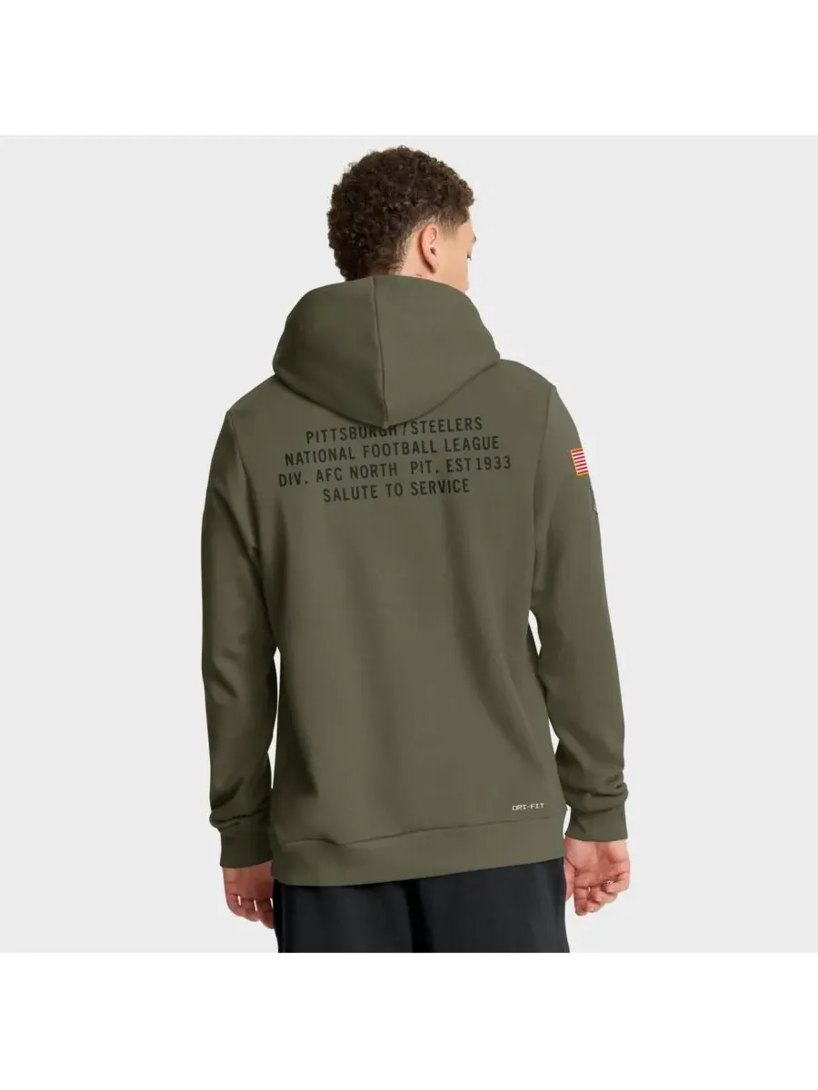 Nike Мужская толстовка Olive Pittsburgh Steelers 2025 Salute to Service Sideline Standard Issue — изображение 2 из 5