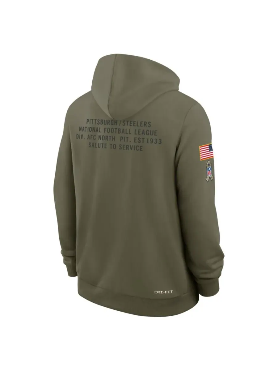 Nike Мужская толстовка Olive Pittsburgh Steelers 2025 Salute to Service Sideline Standard Issue — изображение 5 из 5