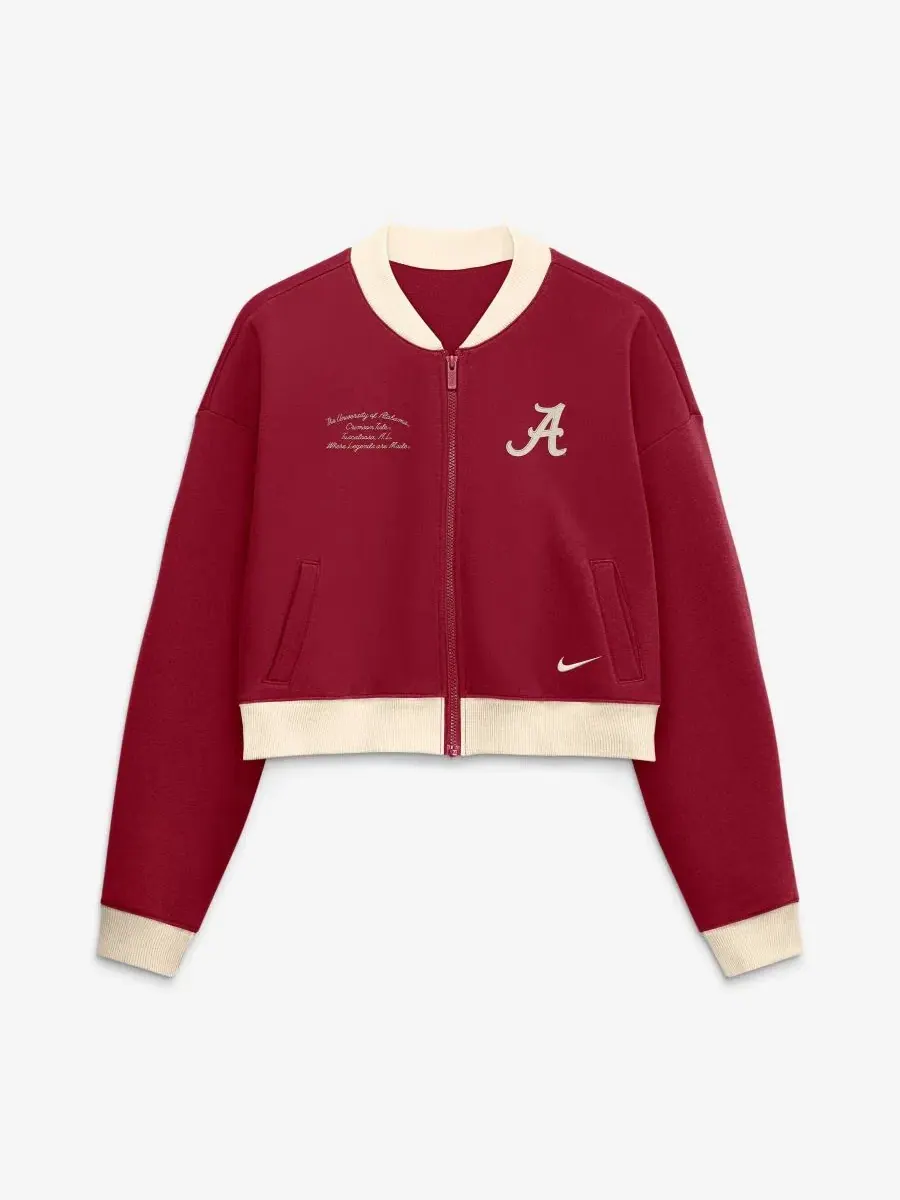 Женская куртка-бомбер из футера с принтом Alabama Crimson Tide Nike — изображение 1 из 2, прозрачный