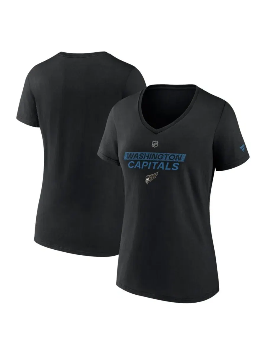 Футболка с V-образным вырезом Washington Capitals Authentic Pro Fanatics — изображение 1 из 3, черный
