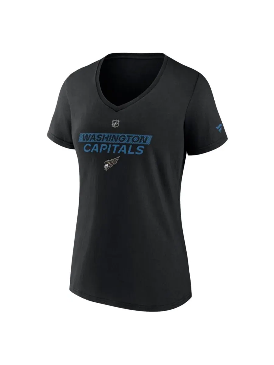 Футболка с V-образным вырезом Washington Capitals Authentic Pro Fanatics — изображение 3 из 3, черный