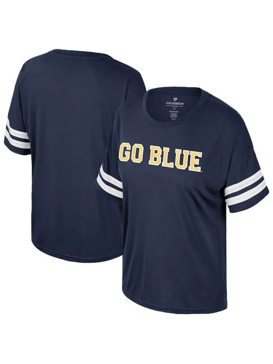 Colosseum Женская темно-синяя футболка Michigan Wolverines Treasure Oversized с пайетками — изображение 1 из 3, темно-синий