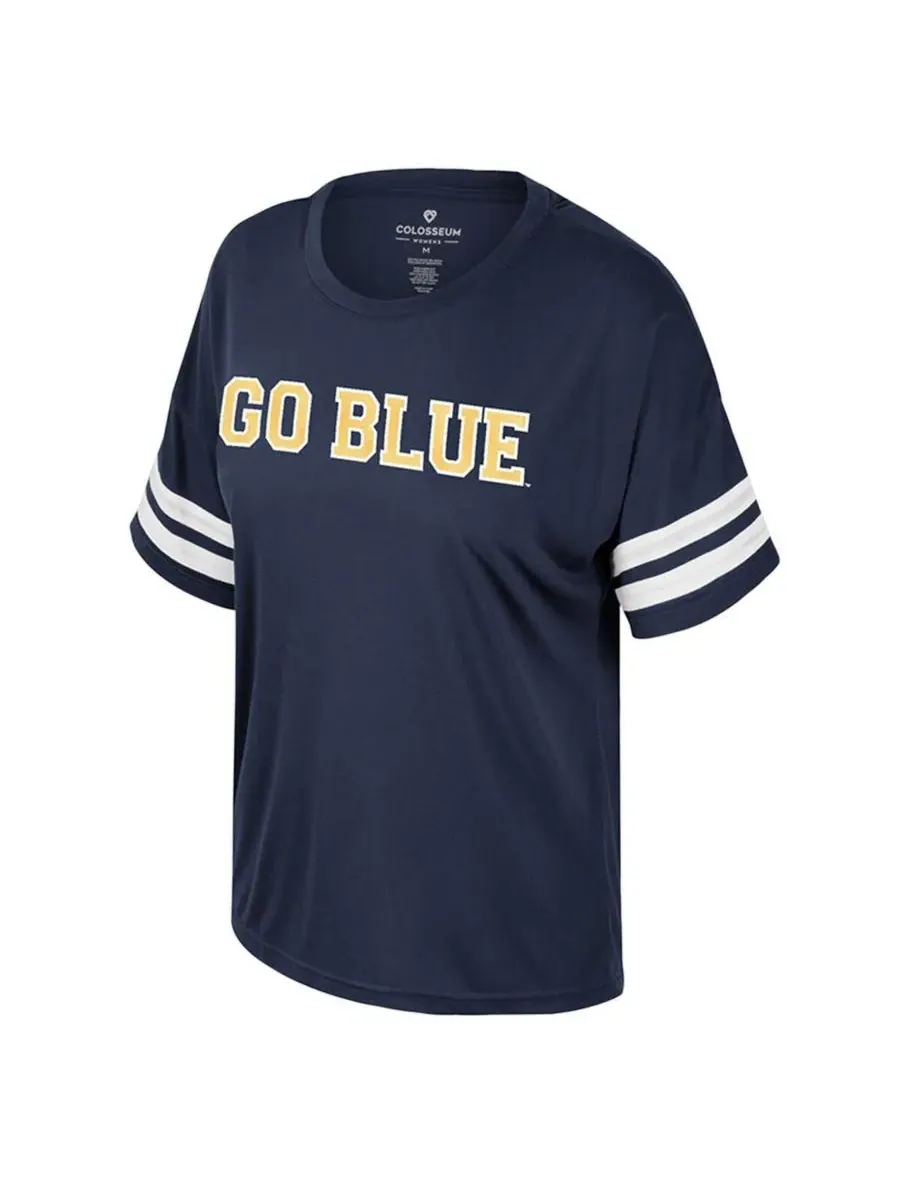 Colosseum Женская темно-синяя футболка Michigan Wolverines Treasure Oversized с пайетками — изображение 2 из 3, темно-синий