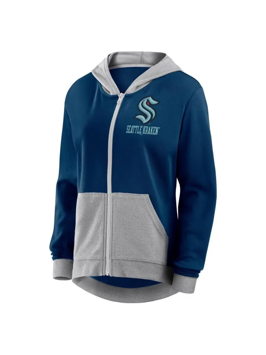Logo Athletic Женская толстовка на молнии Seattle Kraken Hit It из французской махровой ткани — изображение 3 из 3