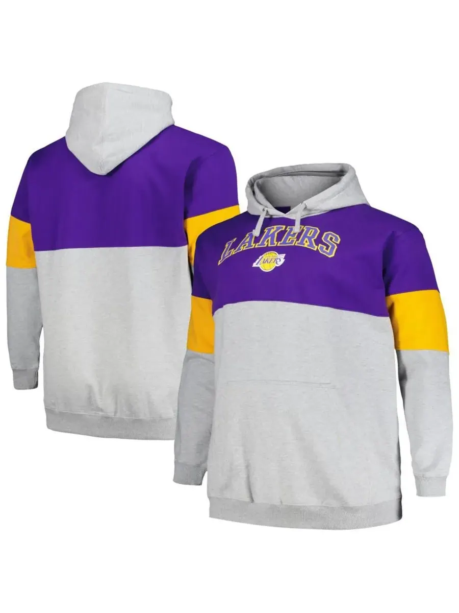 Fanatics Мужская фиолетово-золотая толстовка с капюшоном Los Angeles Lakers больших размеров — изображение 1 из 3