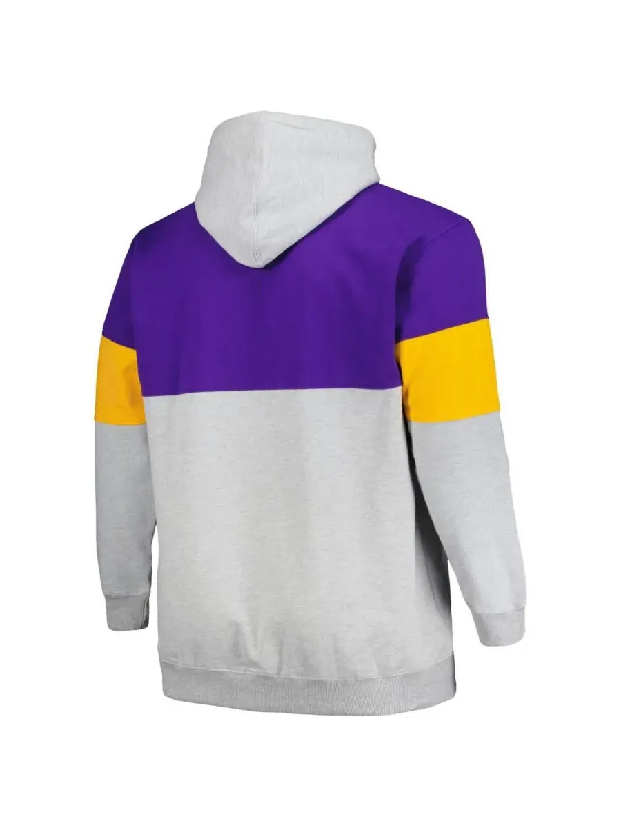Fanatics Мужская фиолетово-золотая толстовка с капюшоном Los Angeles Lakers больших размеров — изображение 2 из 3