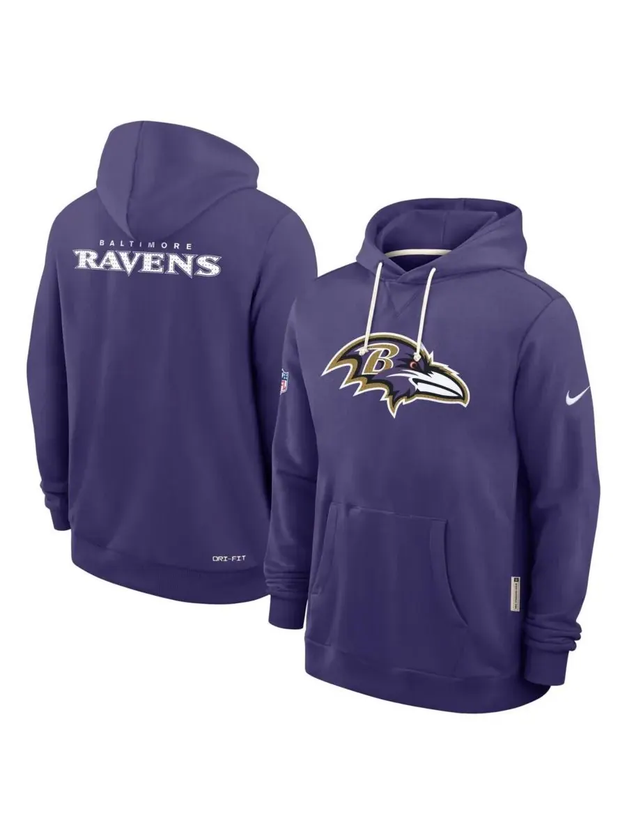 Nike Мужская фиолетовая толстовка с капюшоном Baltimore Ravens Sideline Initial Home Performance — изображение 1 из 2