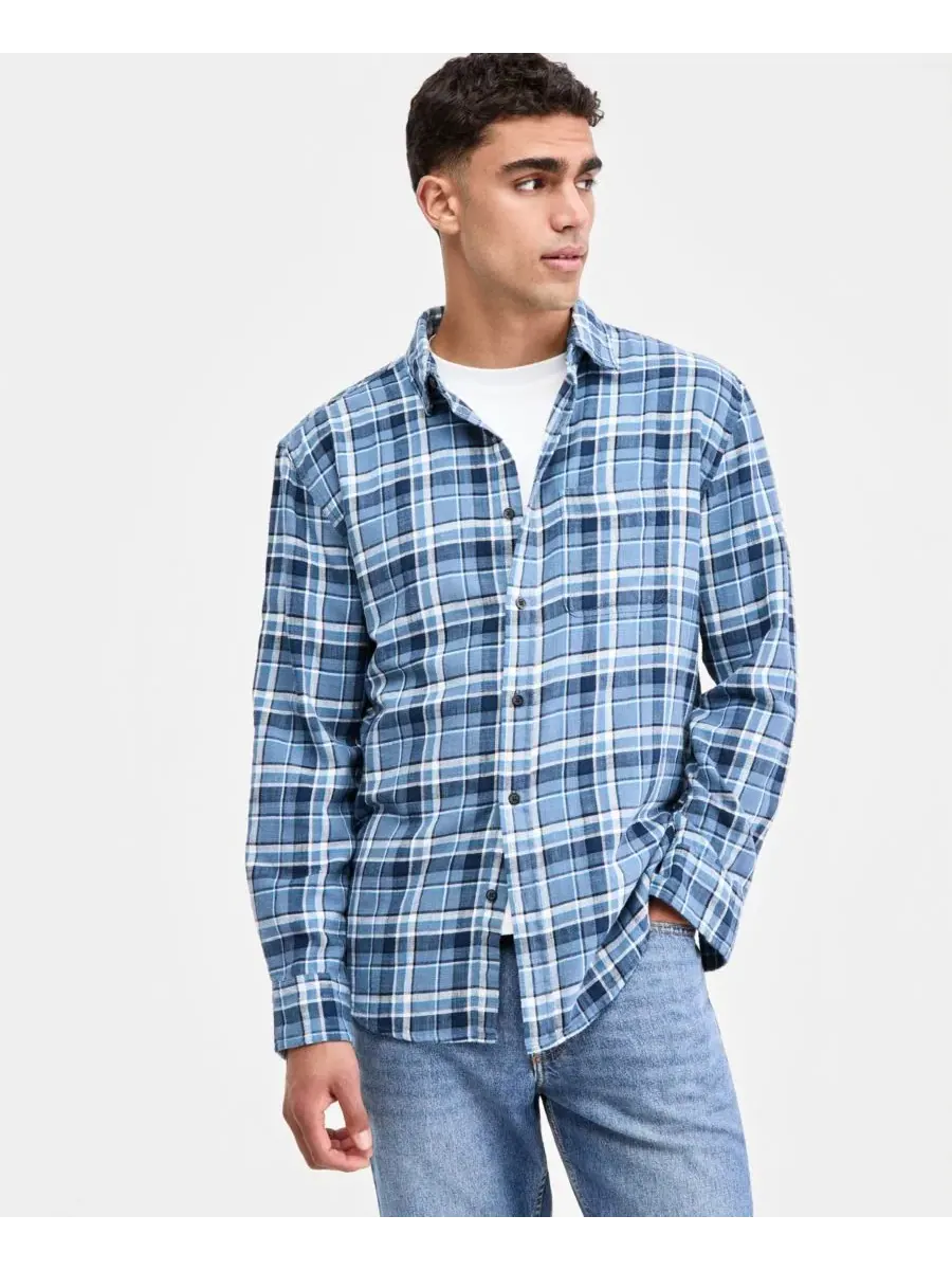 Мужская рубашка Dexter Plaid с длинным рукавом Sun + Stone, Twilight Lake Combo