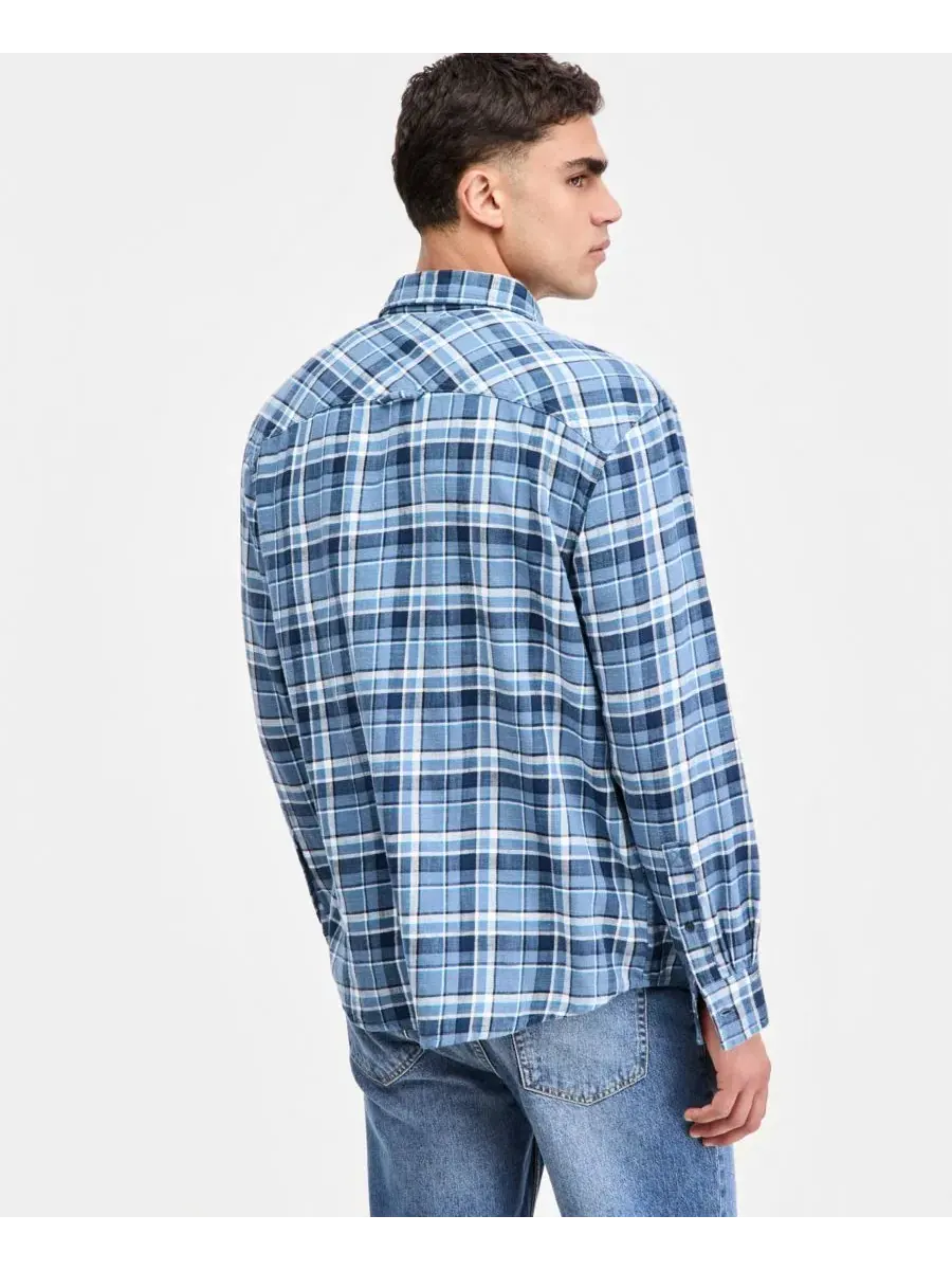 Мужская рубашка Dexter Plaid с длинным рукавом Sun + Stone, Twilight Lake Combo — изображение 4 из 4